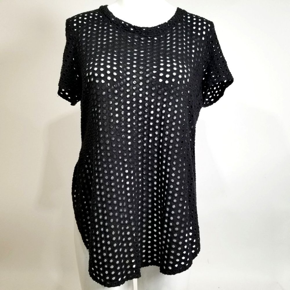 Wilfred Women Mesh Shirt Top Blouse M Black Short Sleeve Gothic Punk Alt Cosplay